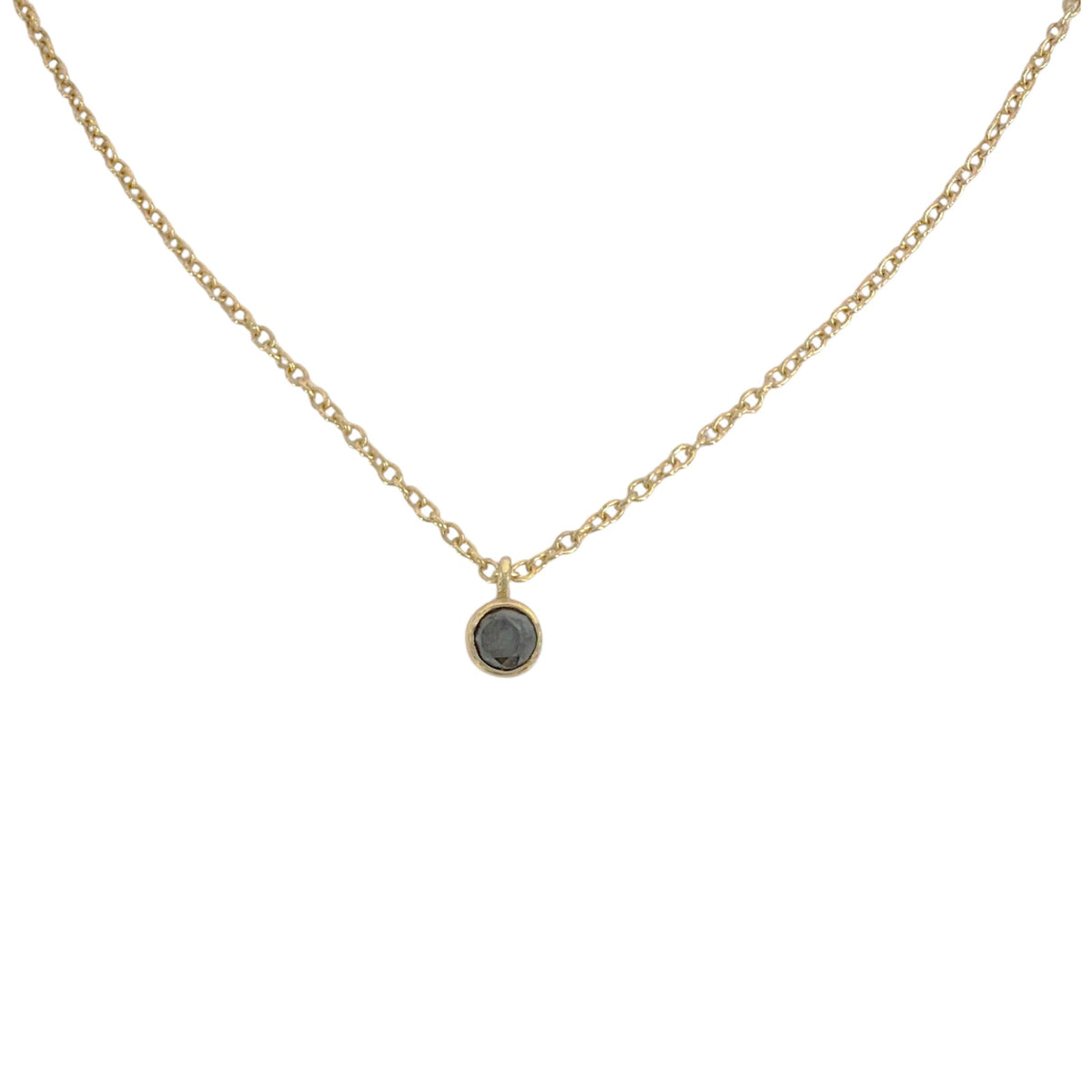 ZOE CHICCO 14K Gold Black Diamond Bezel Necklace