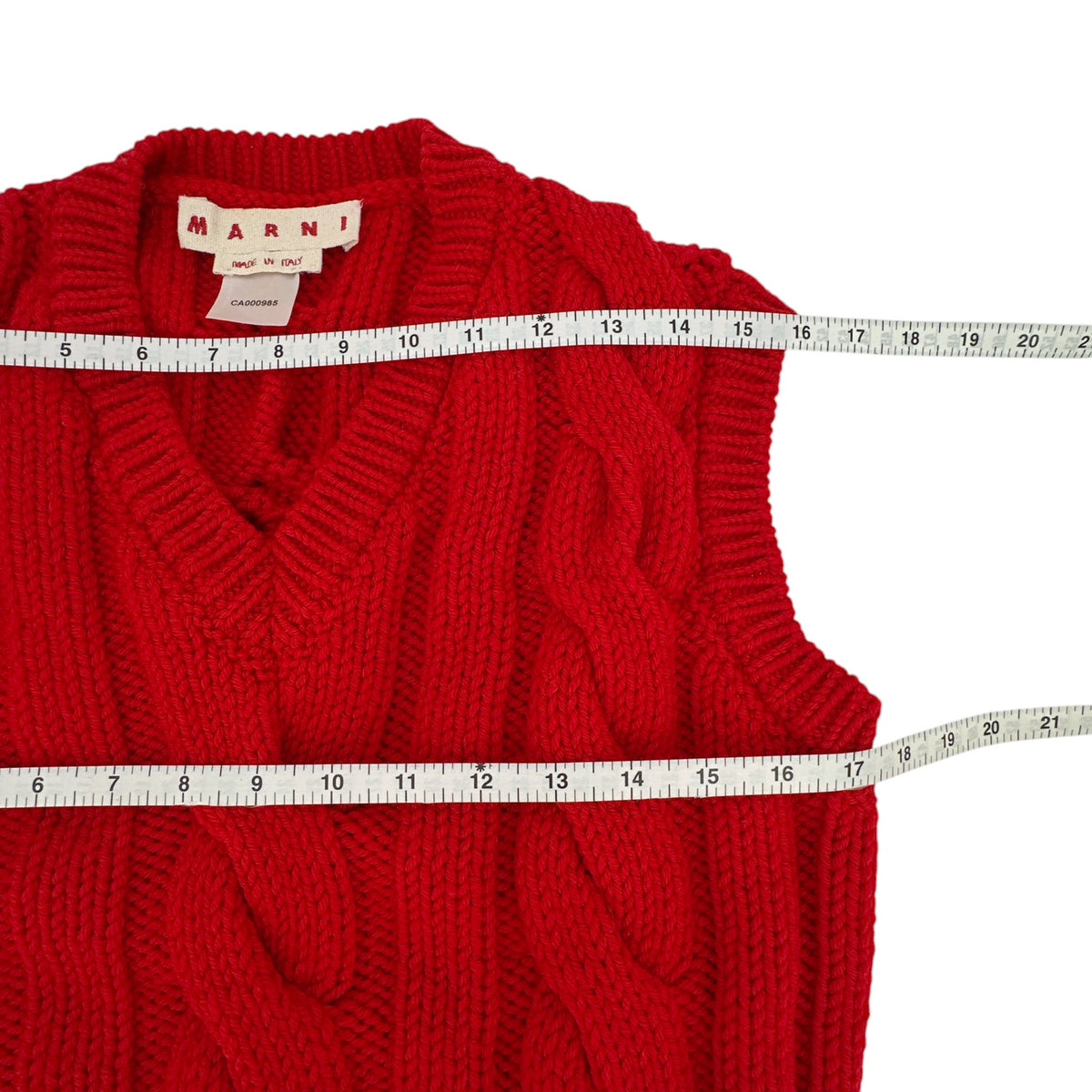 MARNI Cable Knit Wool Vest in Red IT36