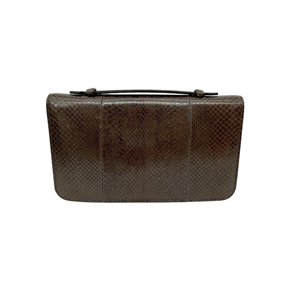 TOM FORD Jennifer Python Clutch Bag with Strap in Graphite