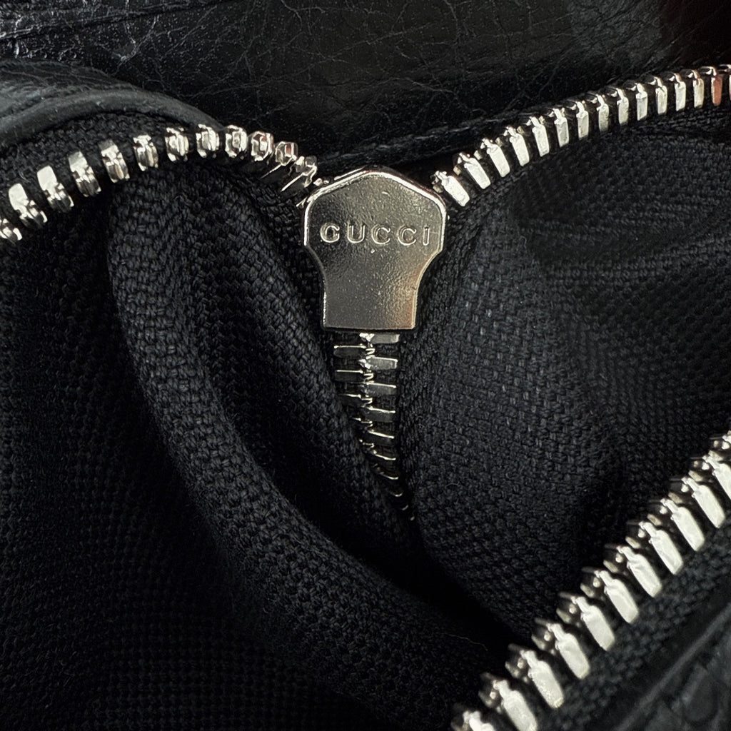 GUCCI Textured Leather Morpheus Militare Crossbody Tote Bag in Black