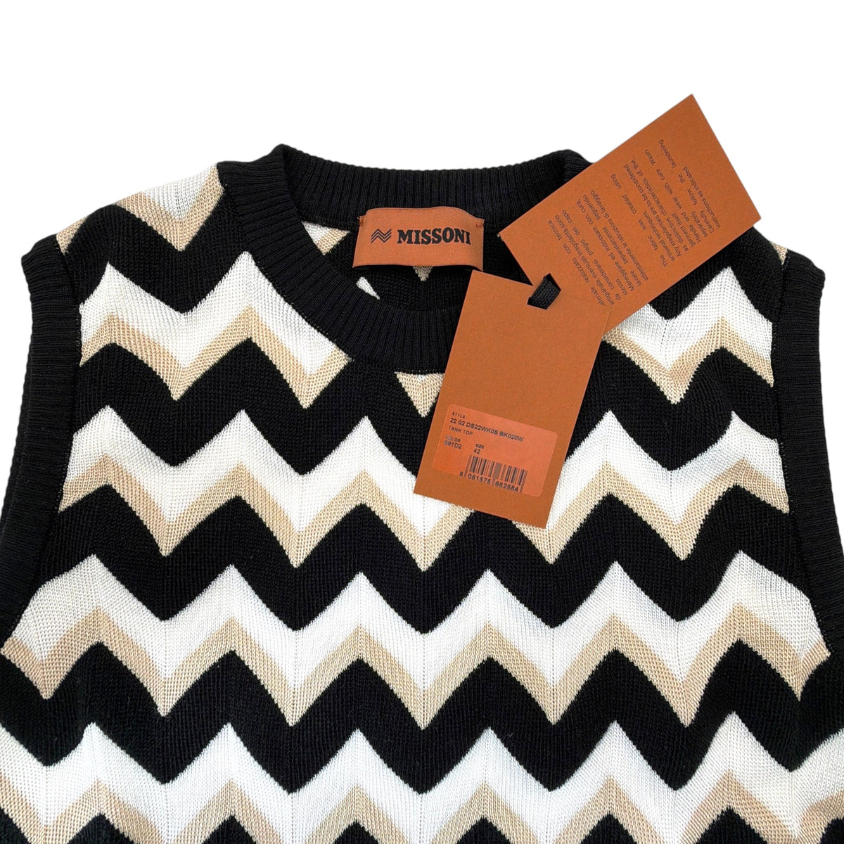 MISSONI Tank Top Zigzag Knit Sweater IT42|M