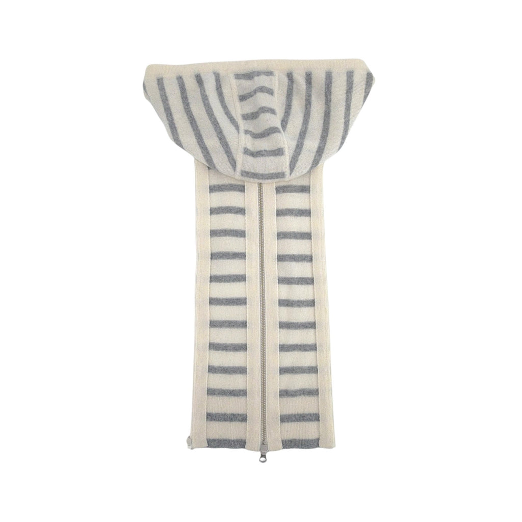 VERONICA BEARD Cashmere Hoodie Dickey in Ivory & Heather Grey