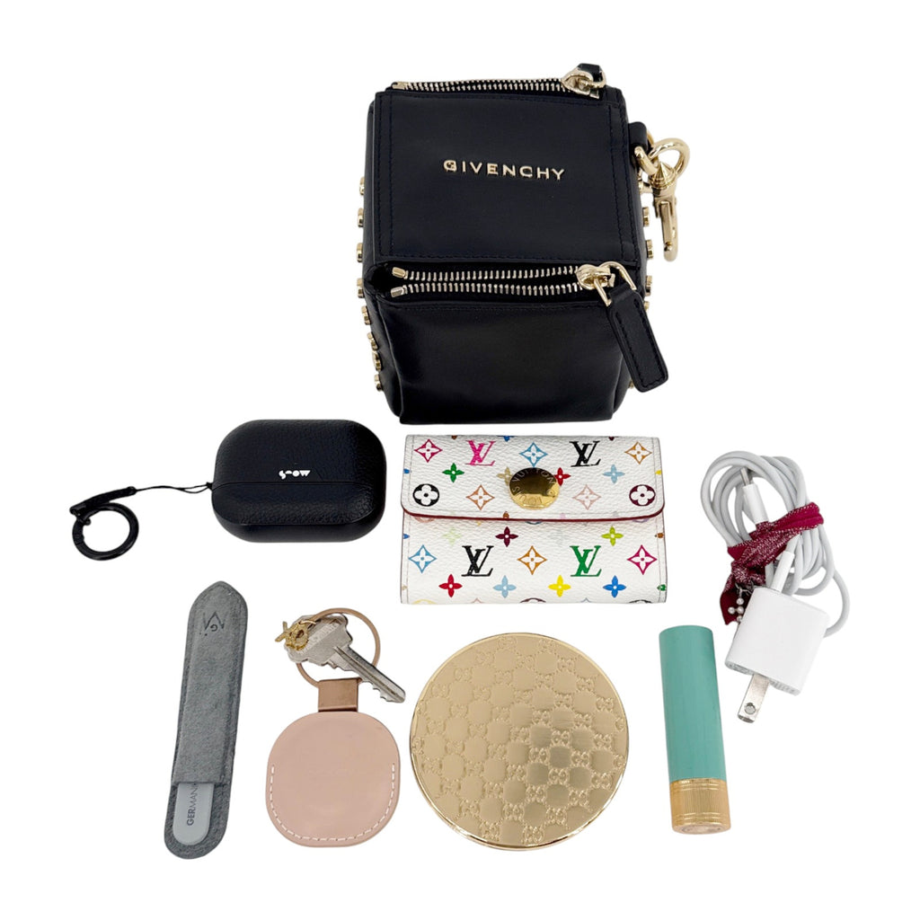 GIVENCHY Pandora Cube Pouch Charm Leather Bag in Black