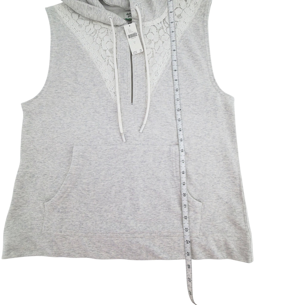 ANTHROPOLOGIE Daily Practice Sleeveless Lace Detail Hoodie S