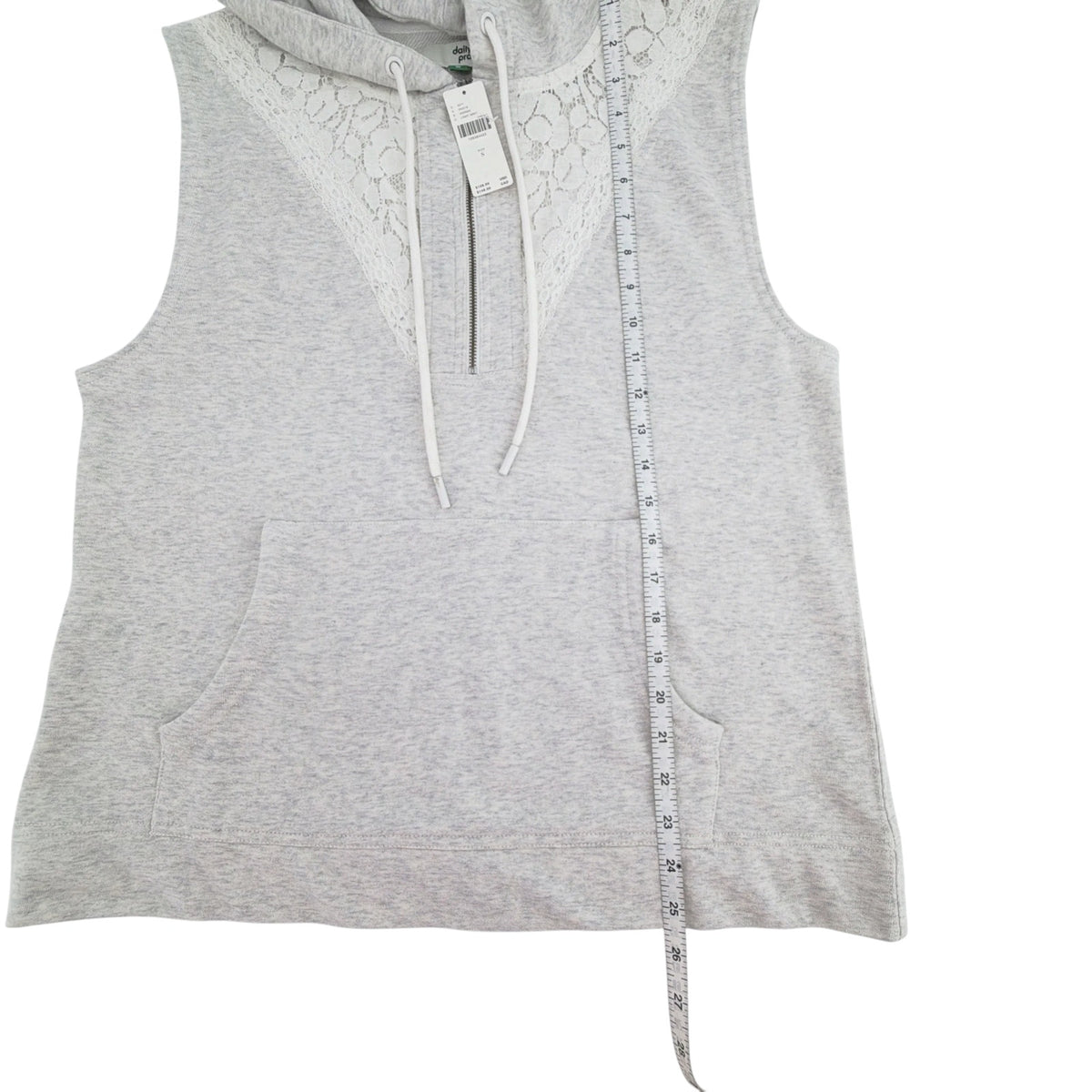 ANTHROPOLOGIE Daily Practice Sleeveless Lace Detail Hoodie S