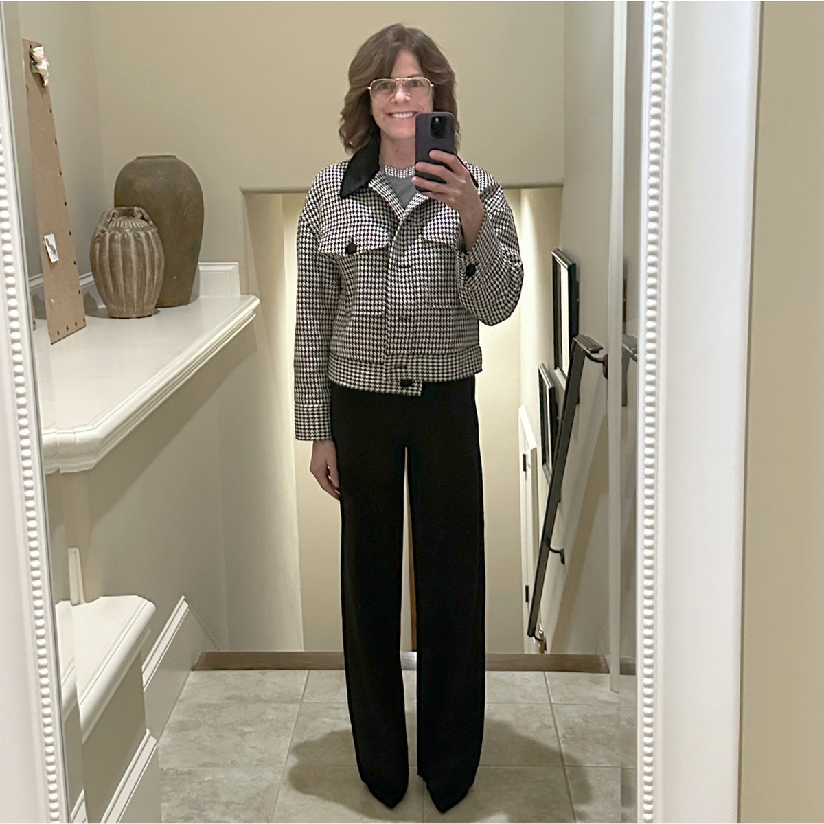 SEZANE Erwann Jacket in Houndstooth S