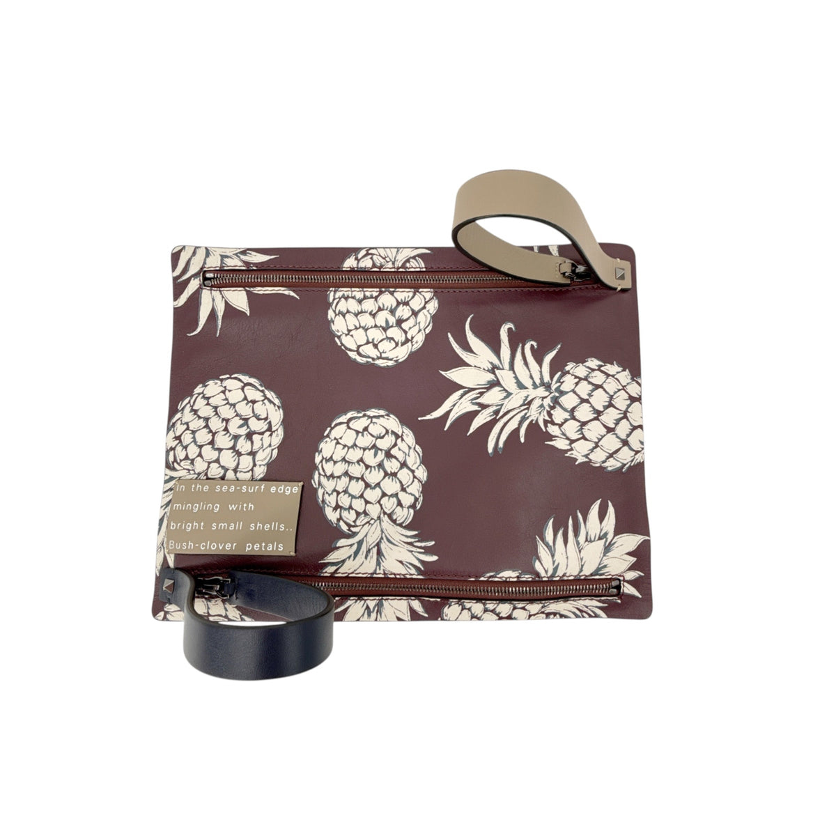 VALENTINO GARAVANI Leather Pineapple Clutch in Ruby/Ivory