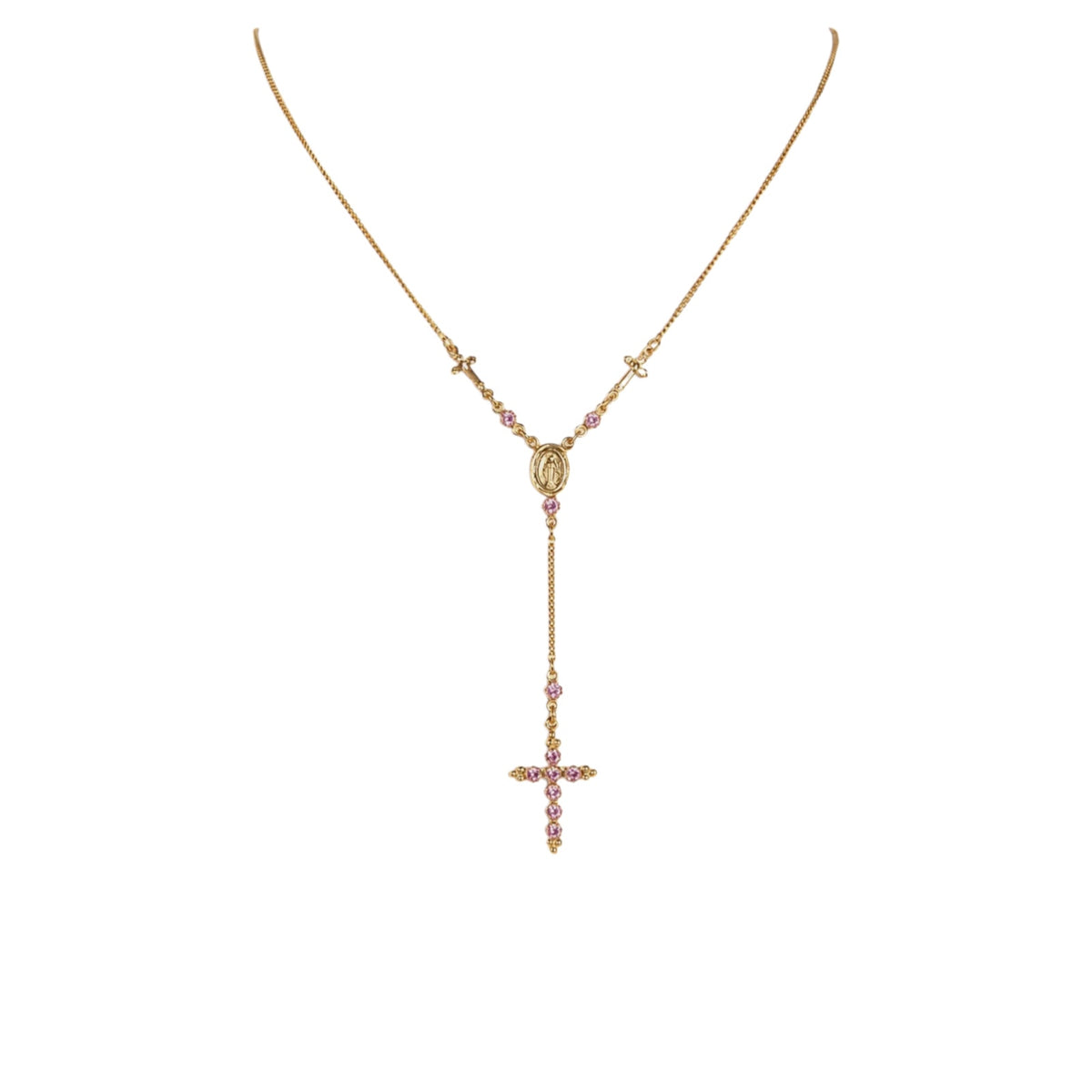 VIRGINS SAINTS & ANGELS VSA Maddie Rosary Necklace in Light Rose & Gold