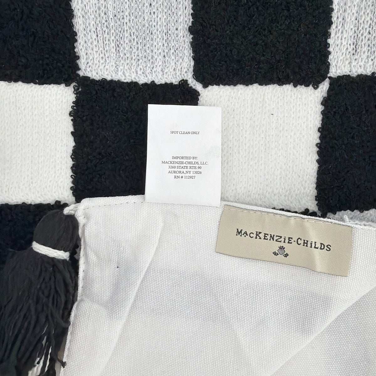 MACKENZIE-CHILDS Black Checks and Stripes Table Runner