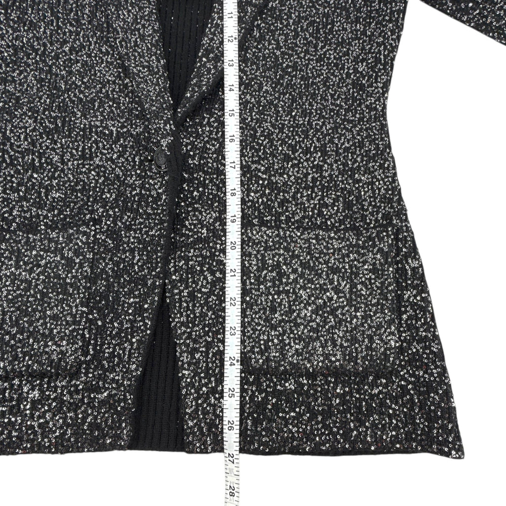L'AGENCE Leonora Sequin Knit Blazer in Black Silver Sequin S