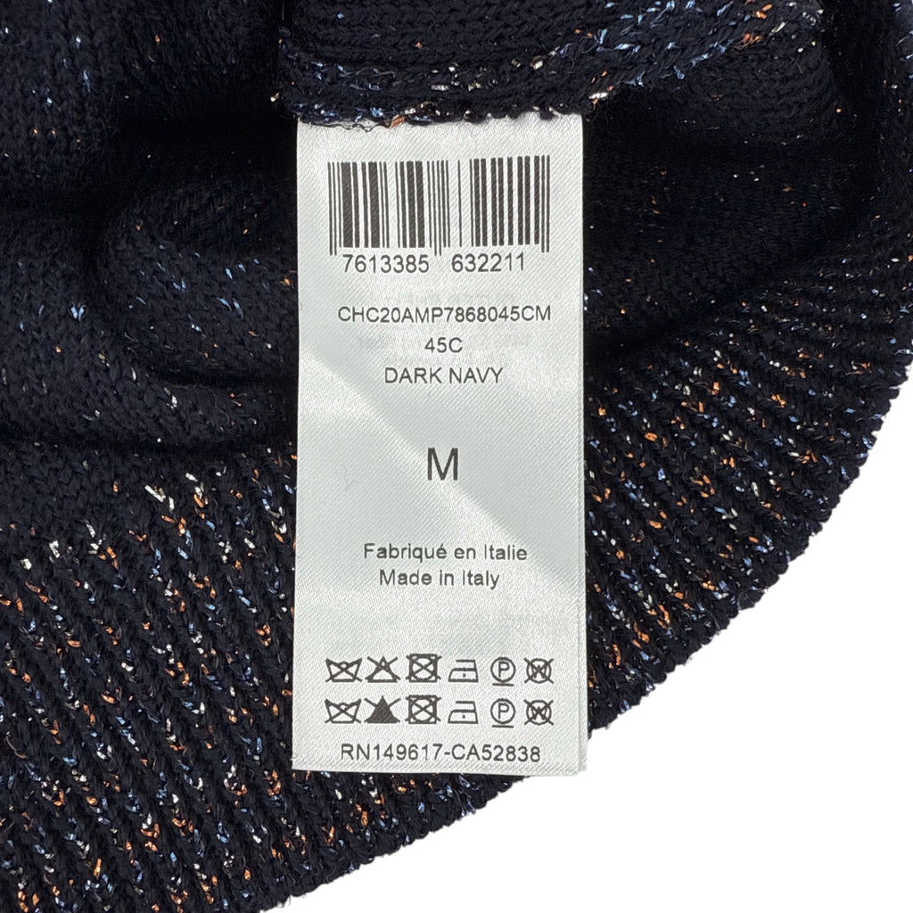 CHLOE Lurex Polo Sweater in Dark Navy M