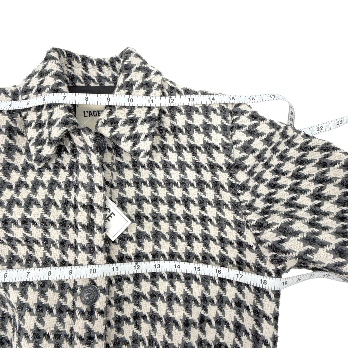 L'AGENCE Cove Crop Short Sleeve Jacket in Houndstooth 2