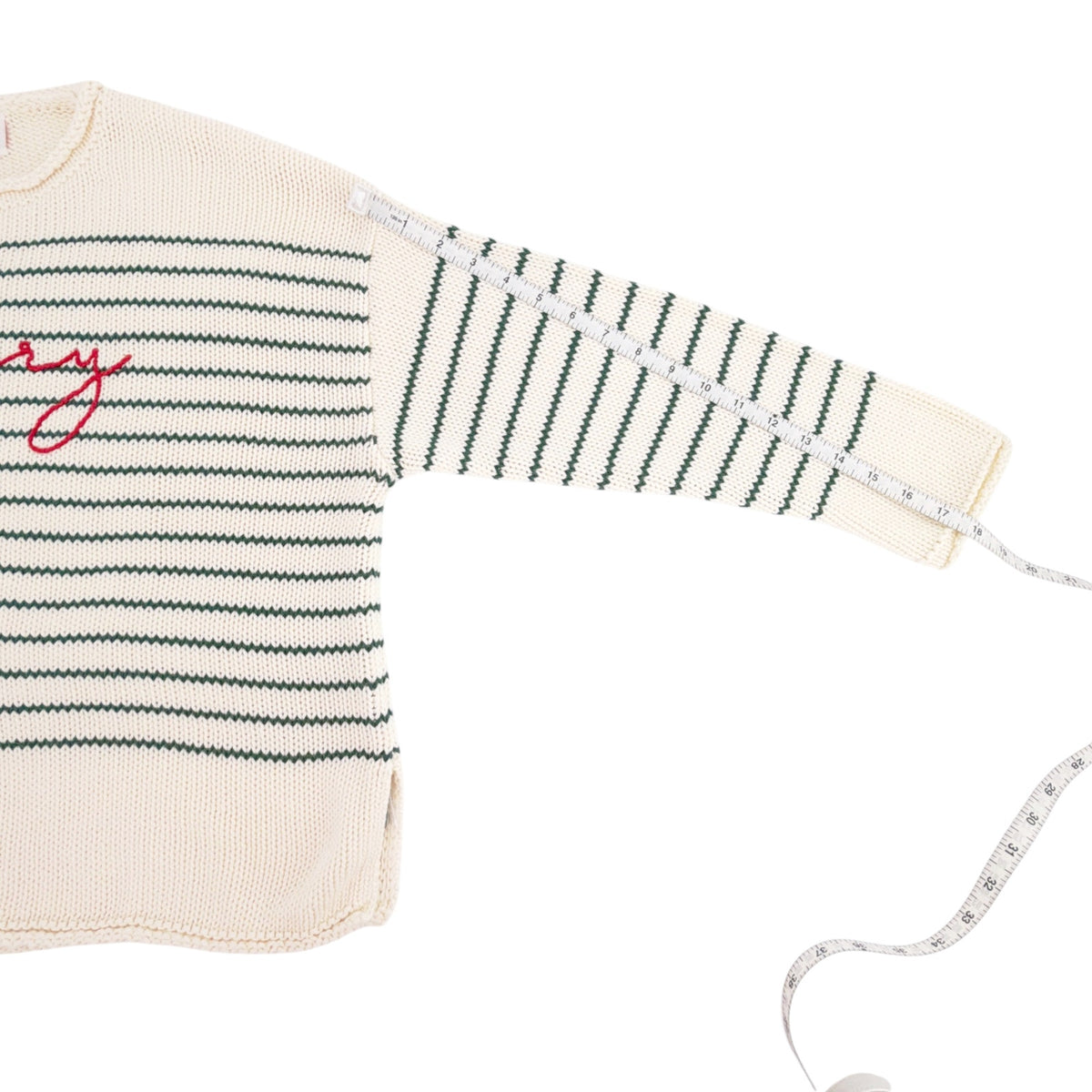 PINK PINEAPPLE Chloe Stripe Rollneck Merry Sweater in Ivory/Green S