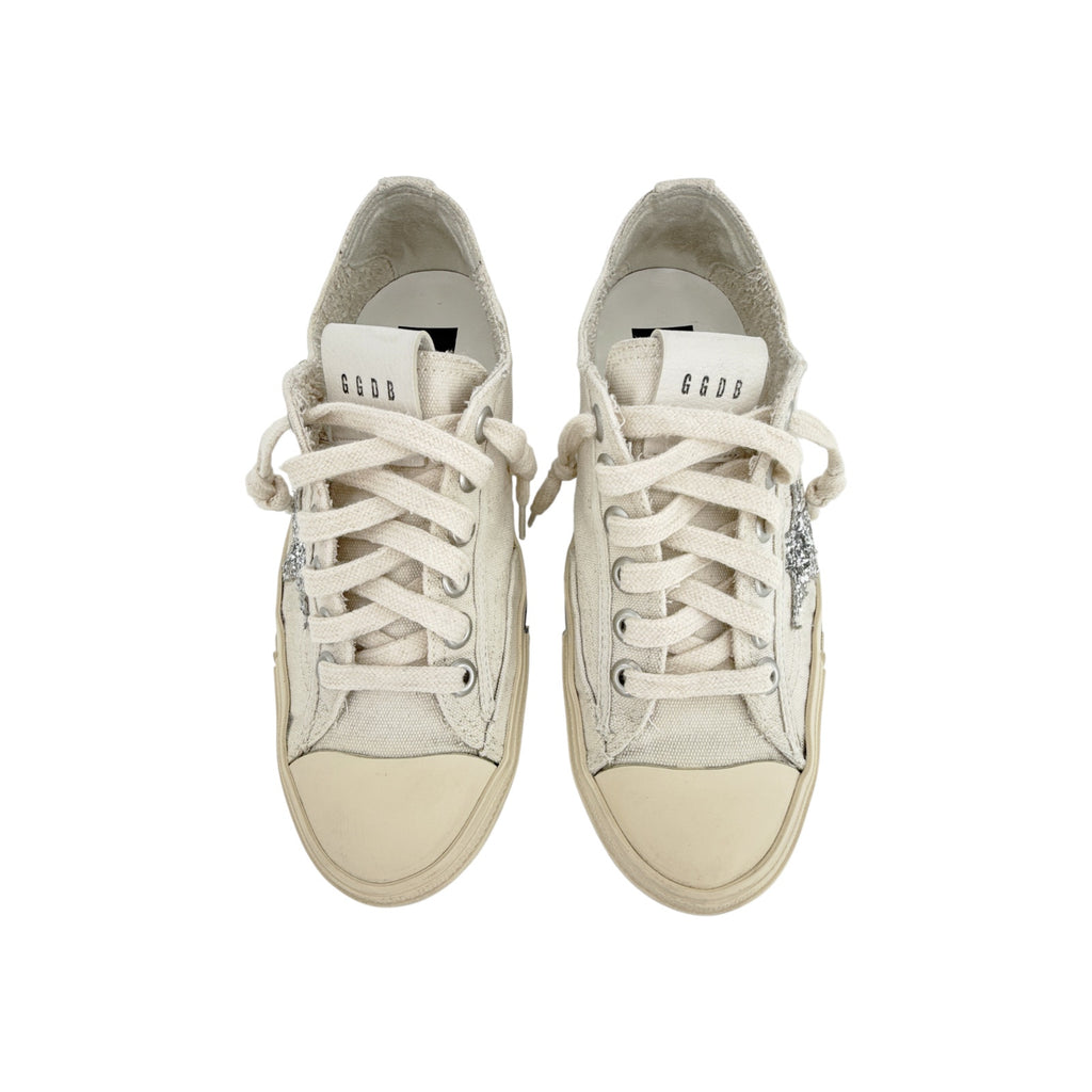 GOLDEN GOOSE V-Star Canvas with Silver Glitter Star 37