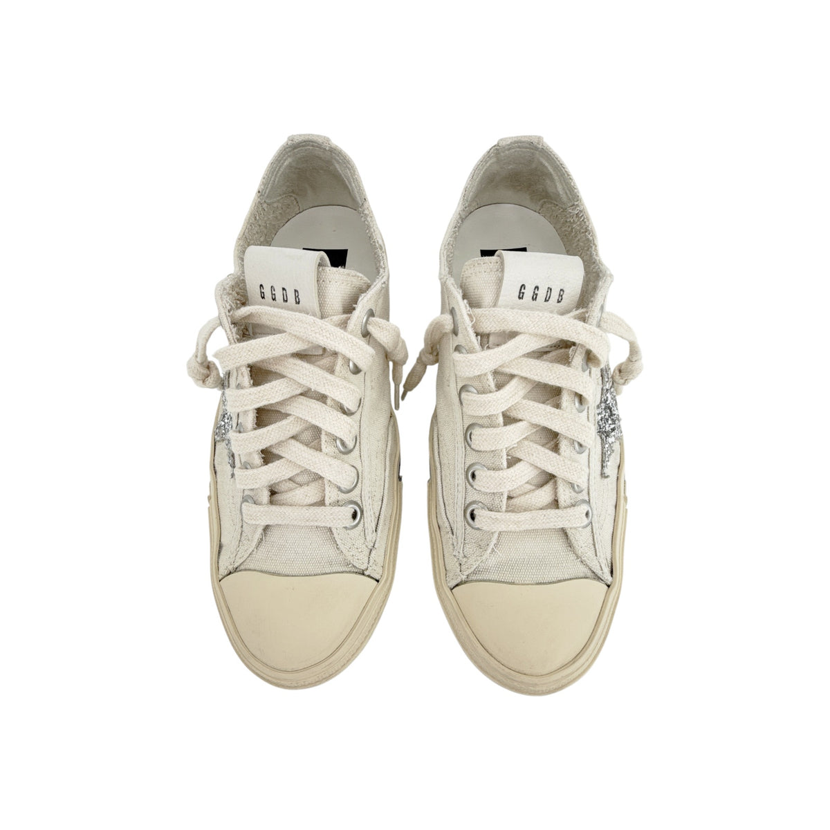 GOLDEN GOOSE V-Star Canvas with Silver Glitter Star 37