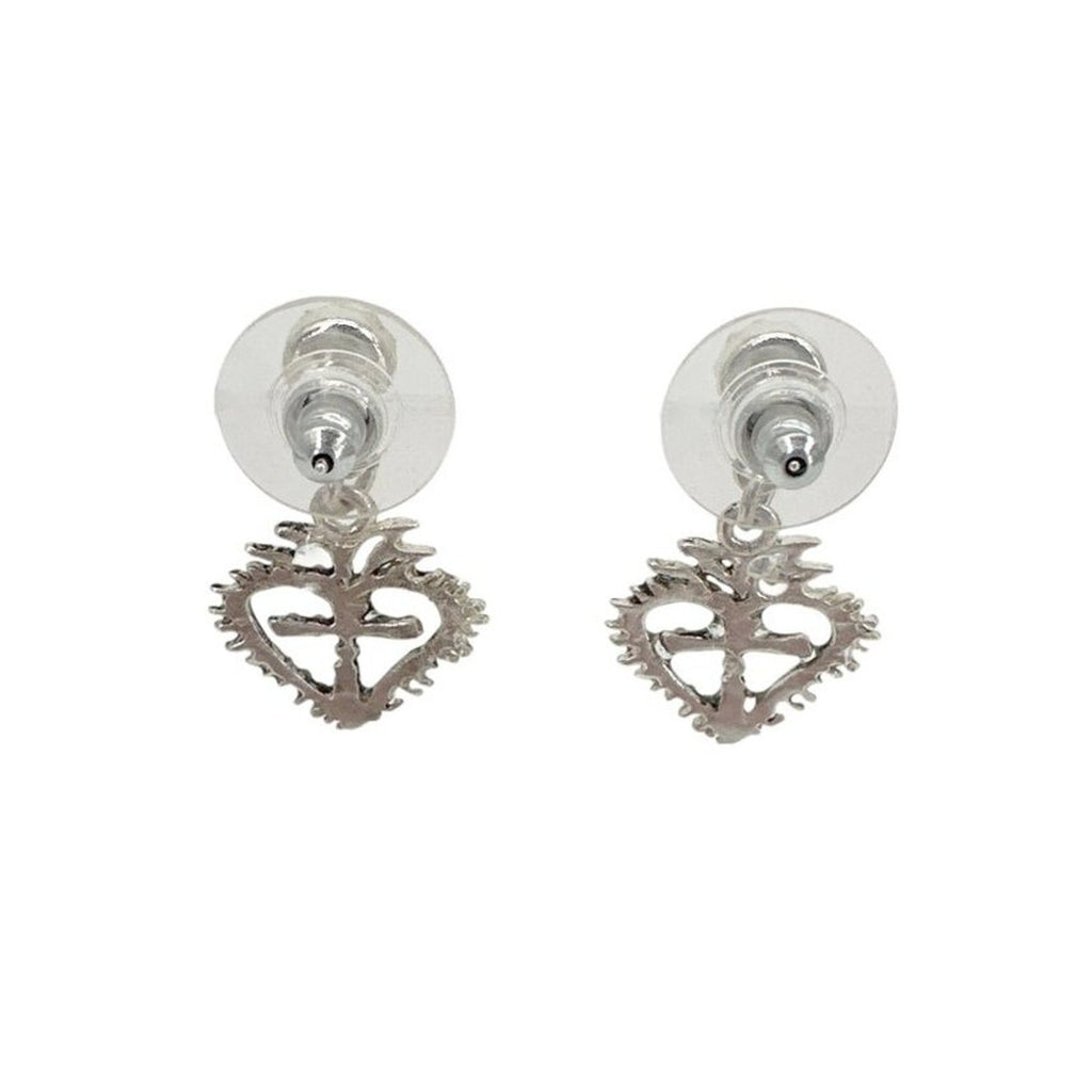 VSA Queen of Hearts Crystal Drop Earrings Silver