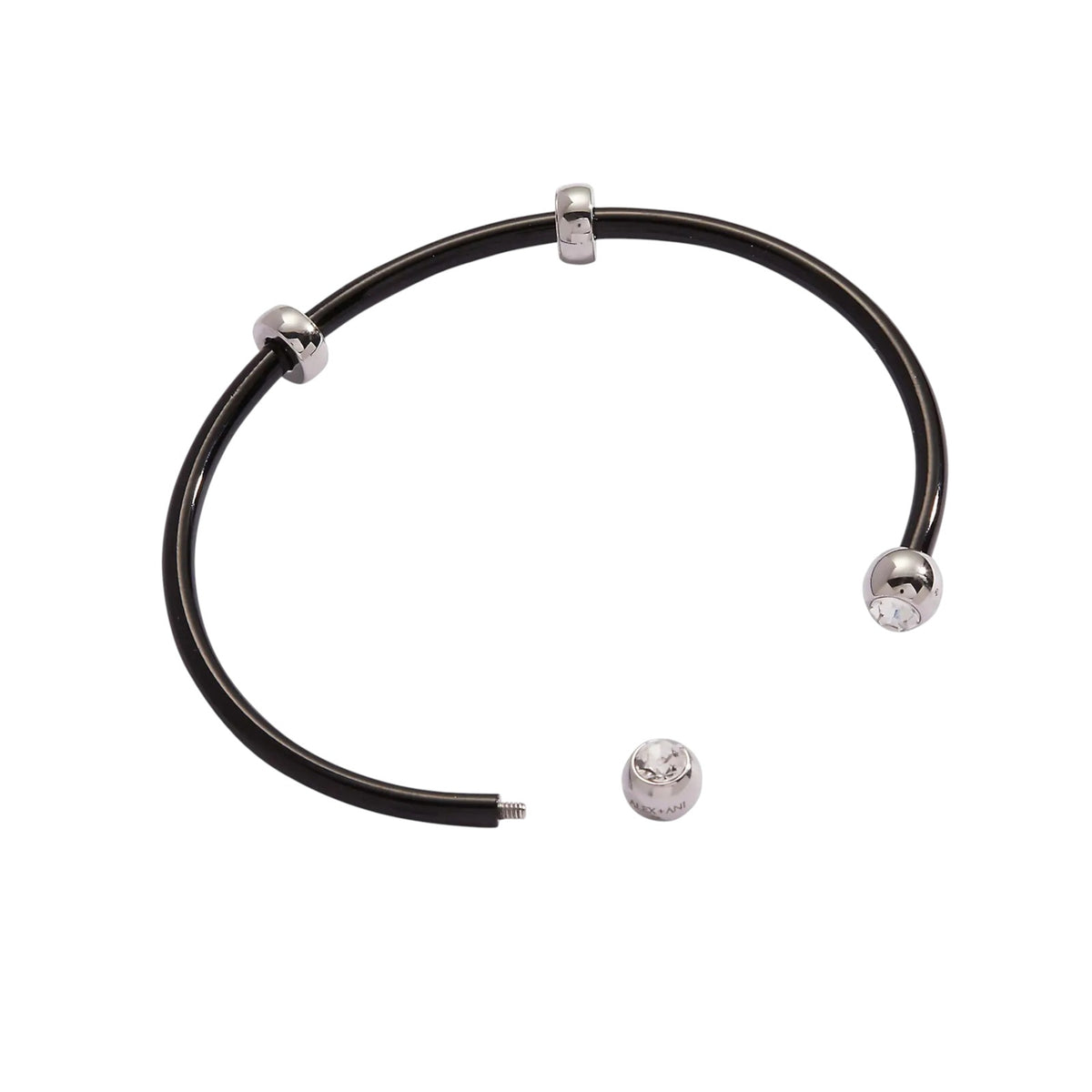 ALEX+ANI Bezel Stone Enamel Cuff Black
