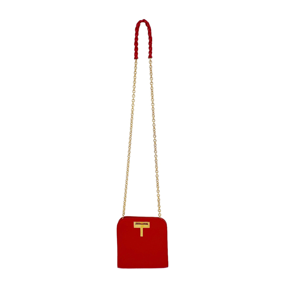 TOM FORD Cosmo T Lock Shoulder Bag in Red Leather