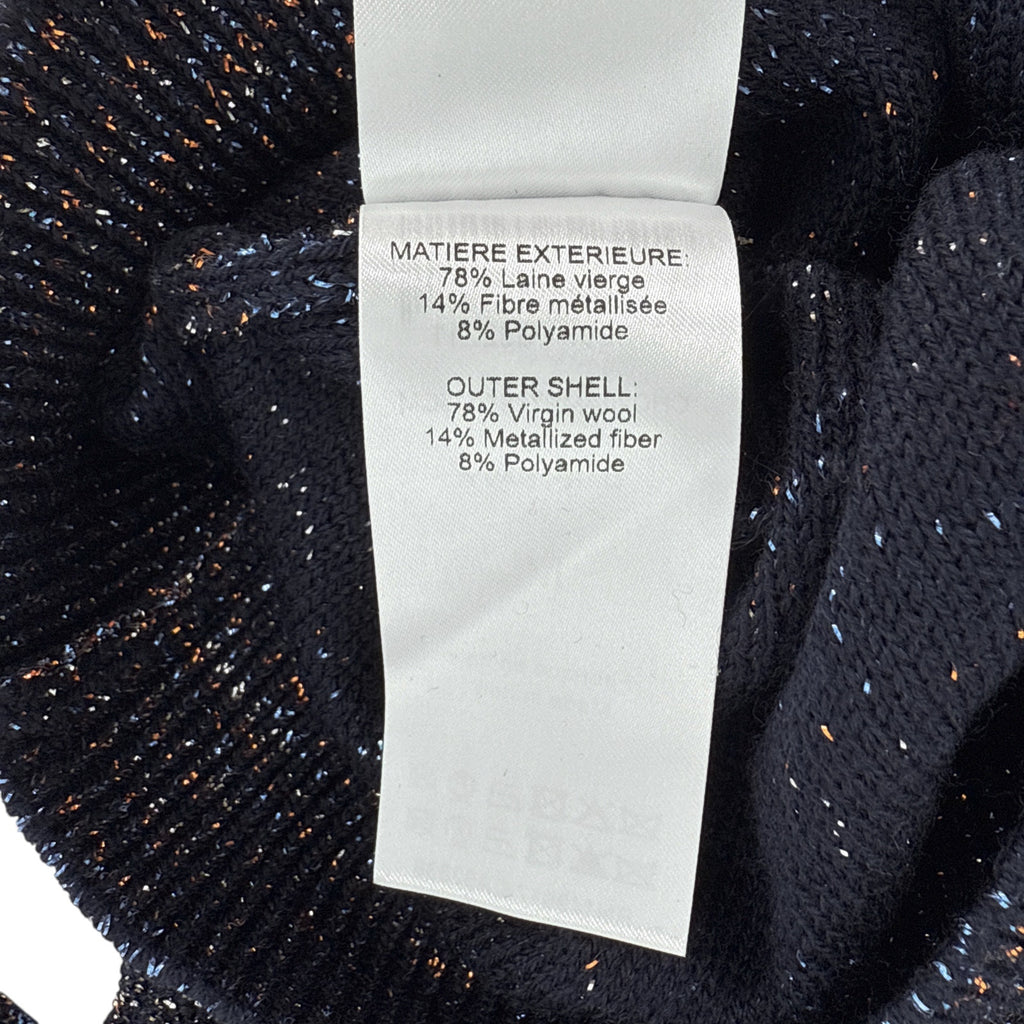 CHLOE Lurex Polo Sweater in Dark Navy M