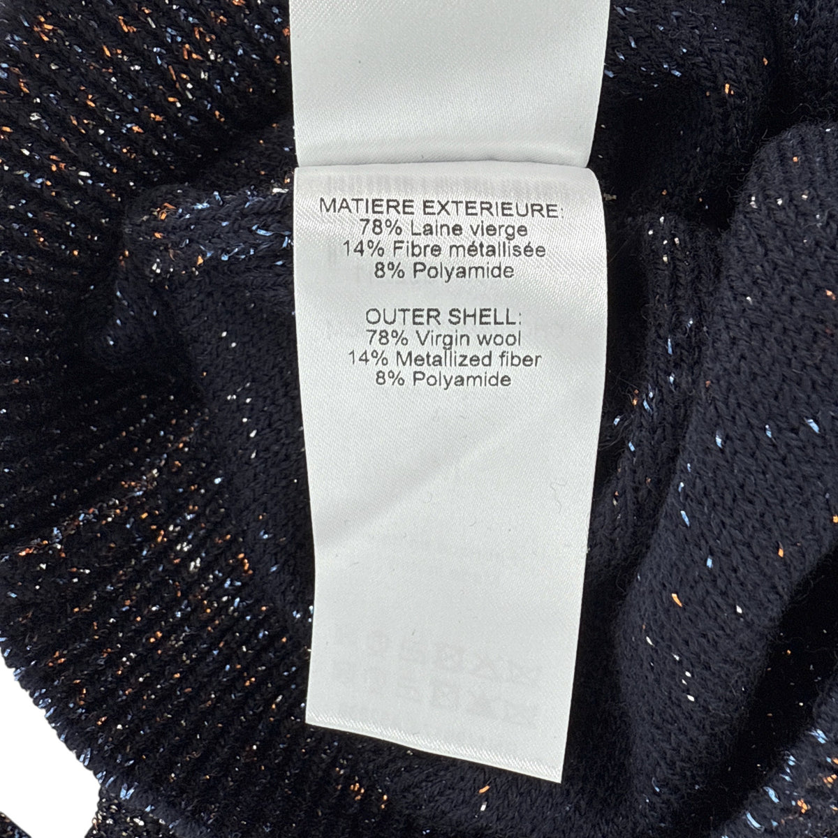 CHLOE Lurex Polo Sweater in Dark Navy M