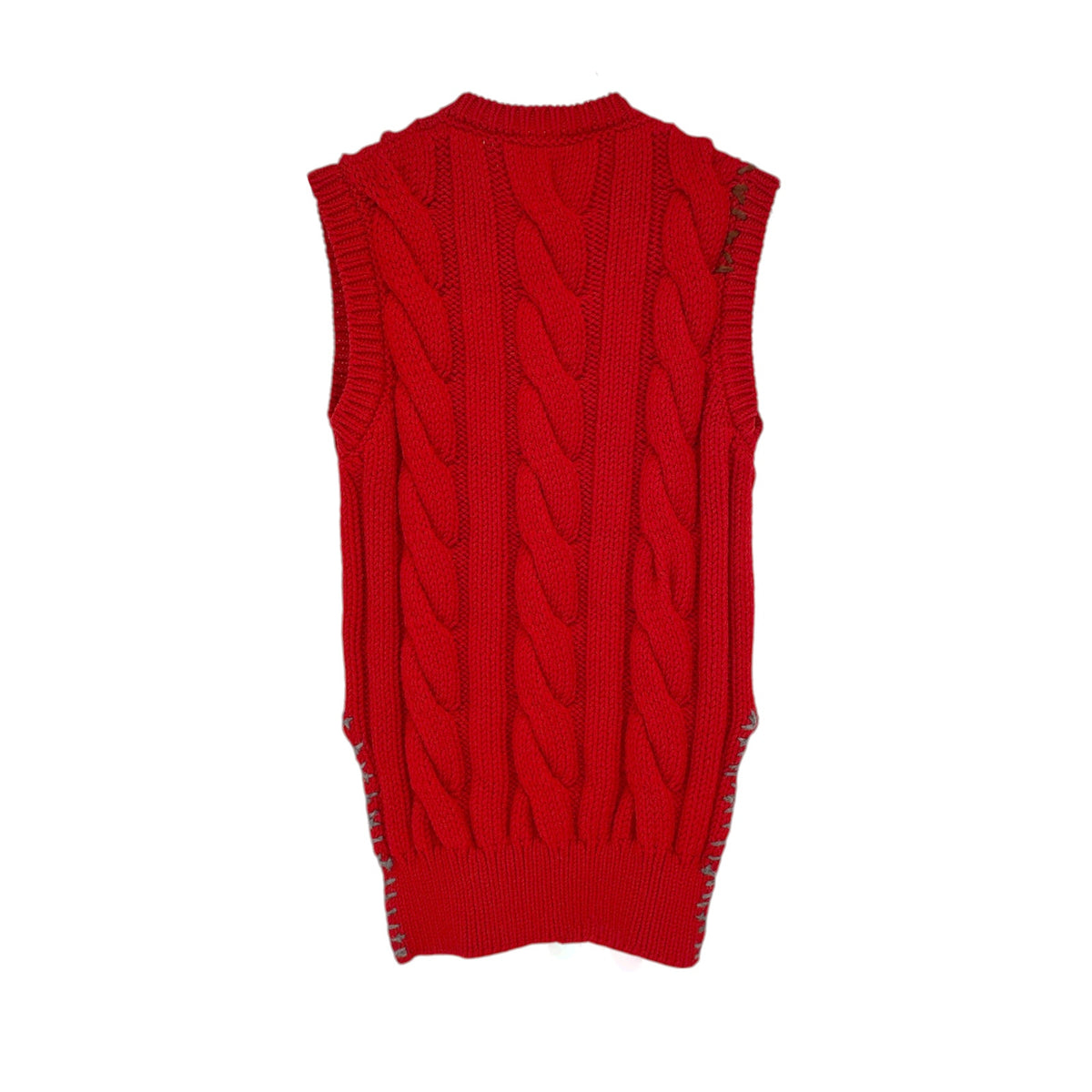 MARNI Cable Knit Wool Vest in Red IT36