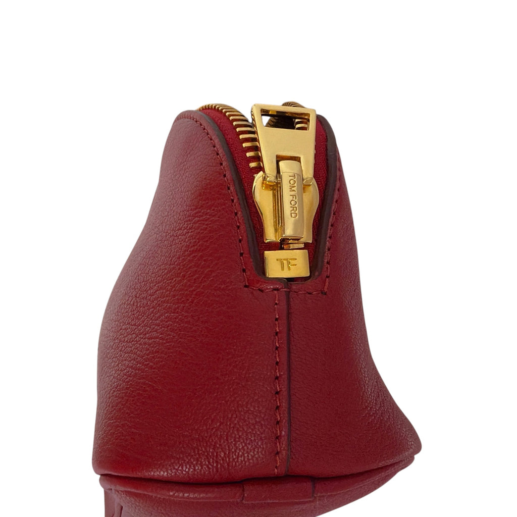 TOM FORD Leather Cosmetic Case Pouch Bag in Red
