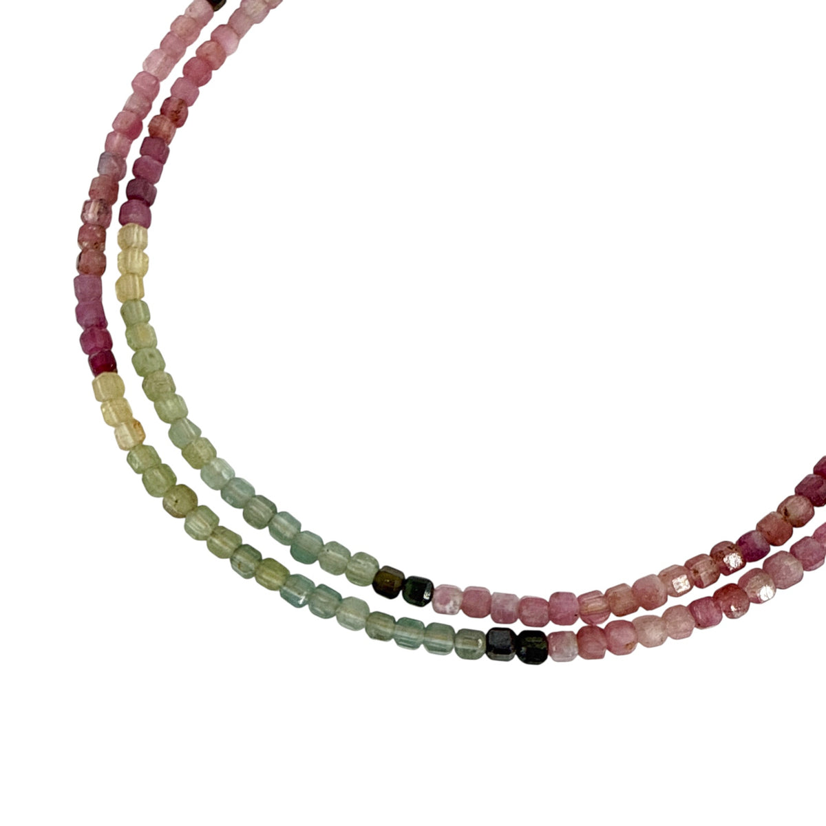 THE SILVER WREN Natural Tourmaline Beaded Necklace+Heart Charm