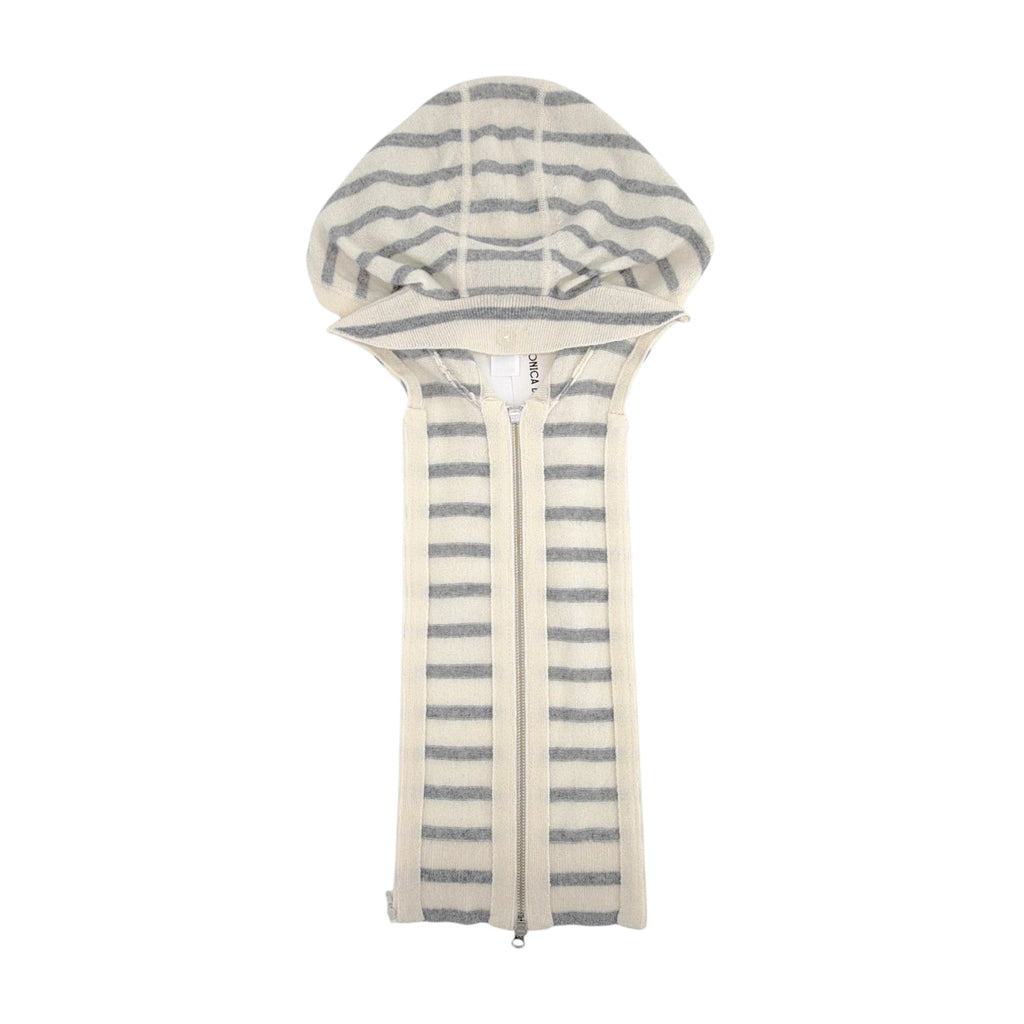 VERONICA BEARD Cashmere Hoodie Dickey in Ivory & Heather Grey