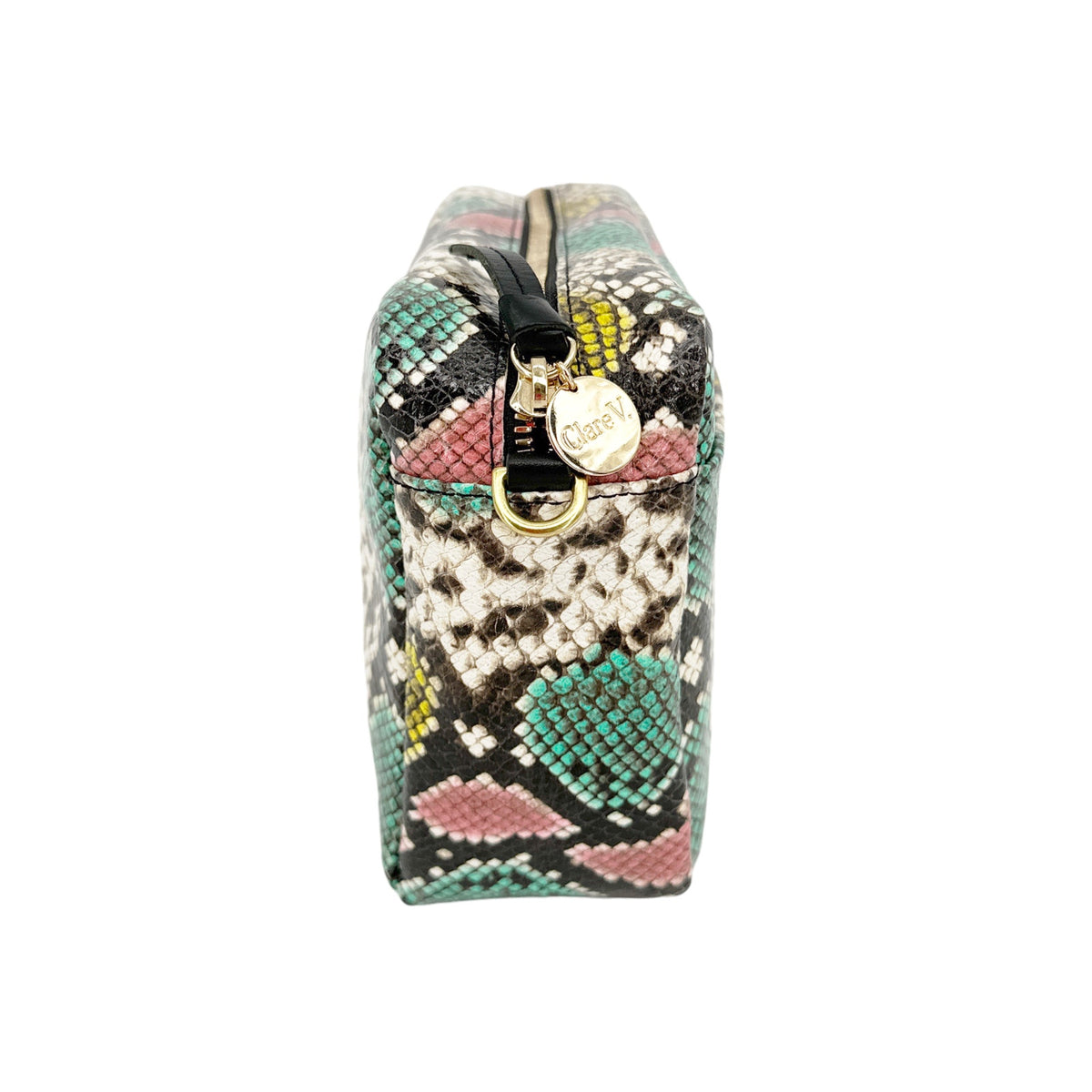CLARE V. Marisol Bag Pastel Painted Snake with Chain Crossbody Strap