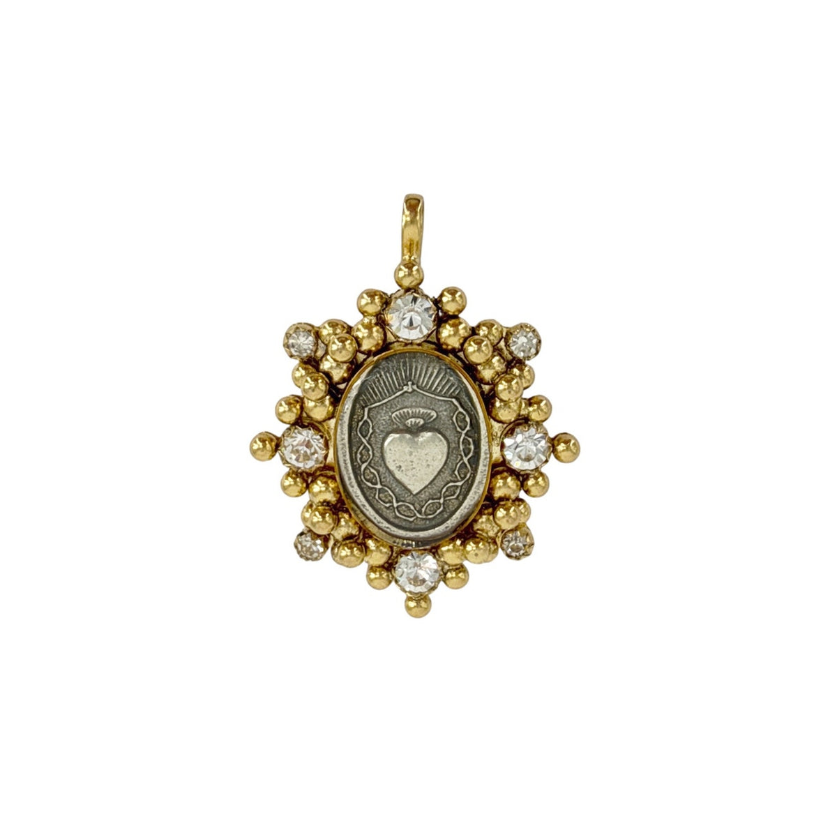 VIRGINS SAINTS & ANGELS VSA Medallion Oval Cloister Sacred Heart in Gold