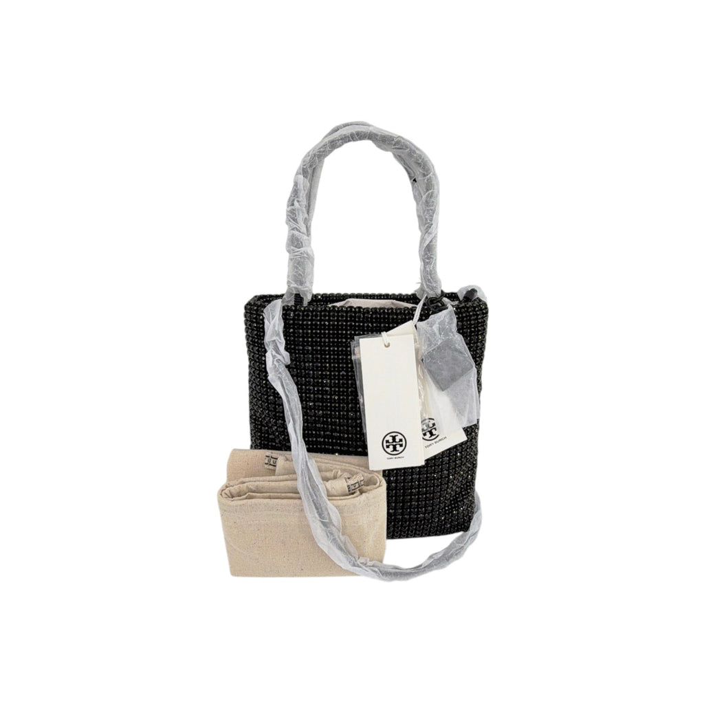 TORY BURCH Night Owl Crystal Embellished Mini Tote in Black
