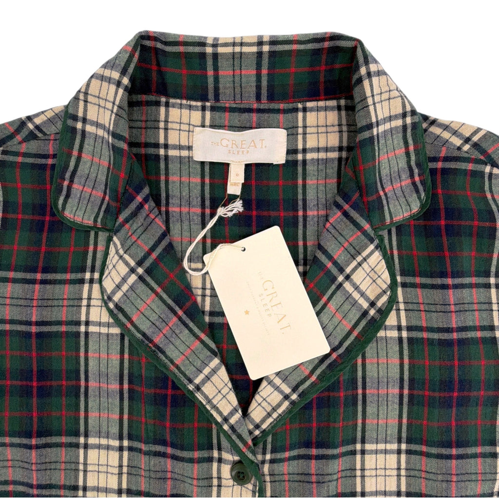 THE GREAT. The Flannel Pajama Top in Pine Lodge Plaid 0|XS