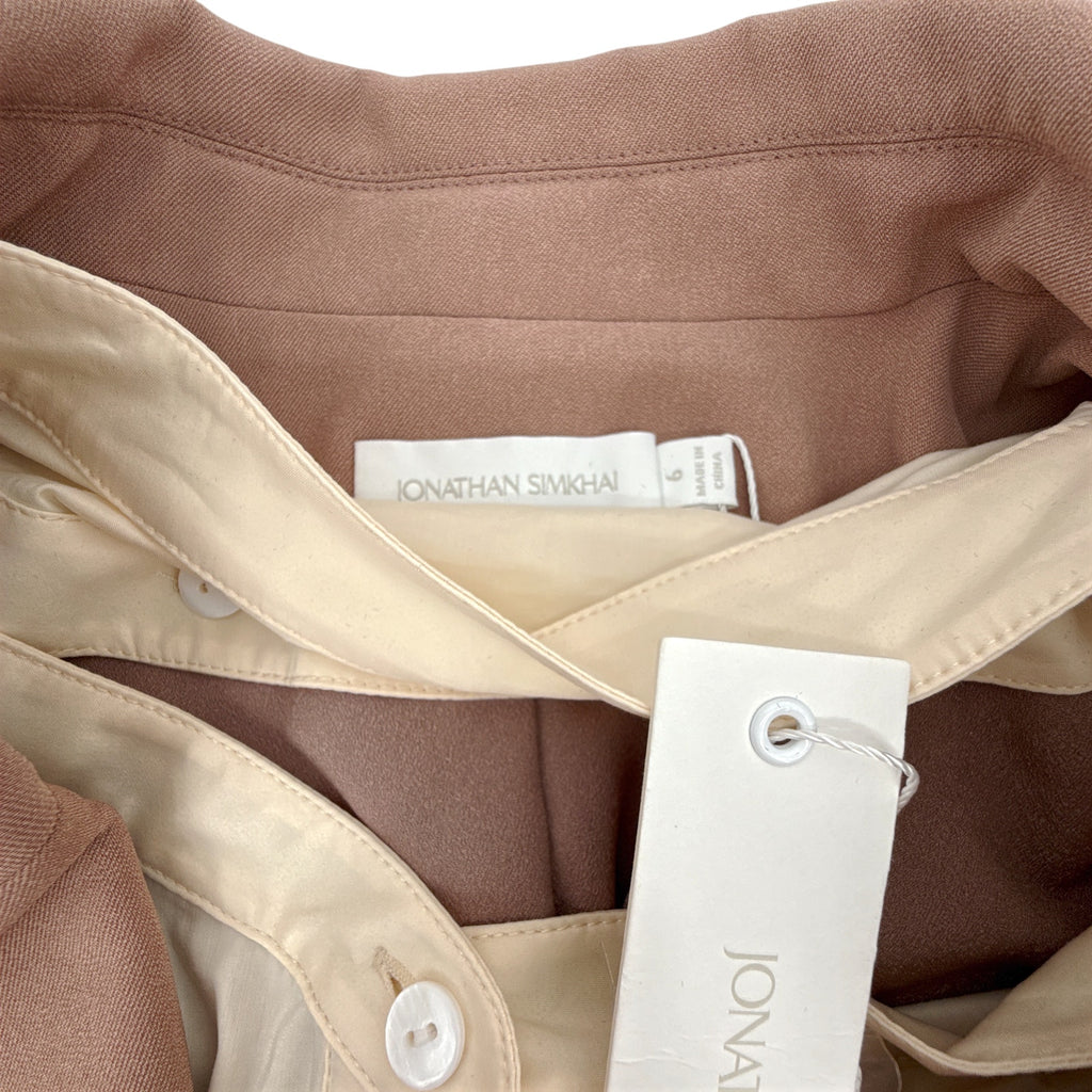JONATHAN SIMKHAI Jubilee Transitional Blazer in Teak & Parchment 6|M