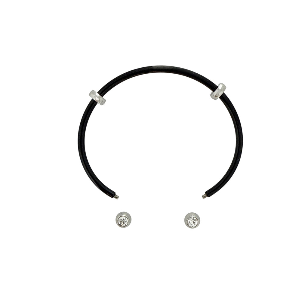 ALEX+ANI Bezel Stone Enamel Cuff Black