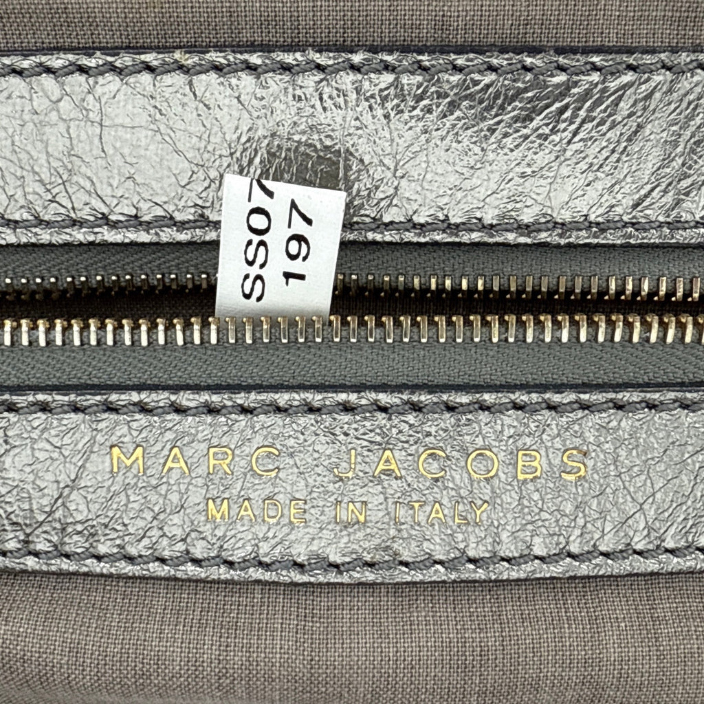 MARC JACOBS Collection Patchwork Metallic Leather Little Stam Bag in Silver