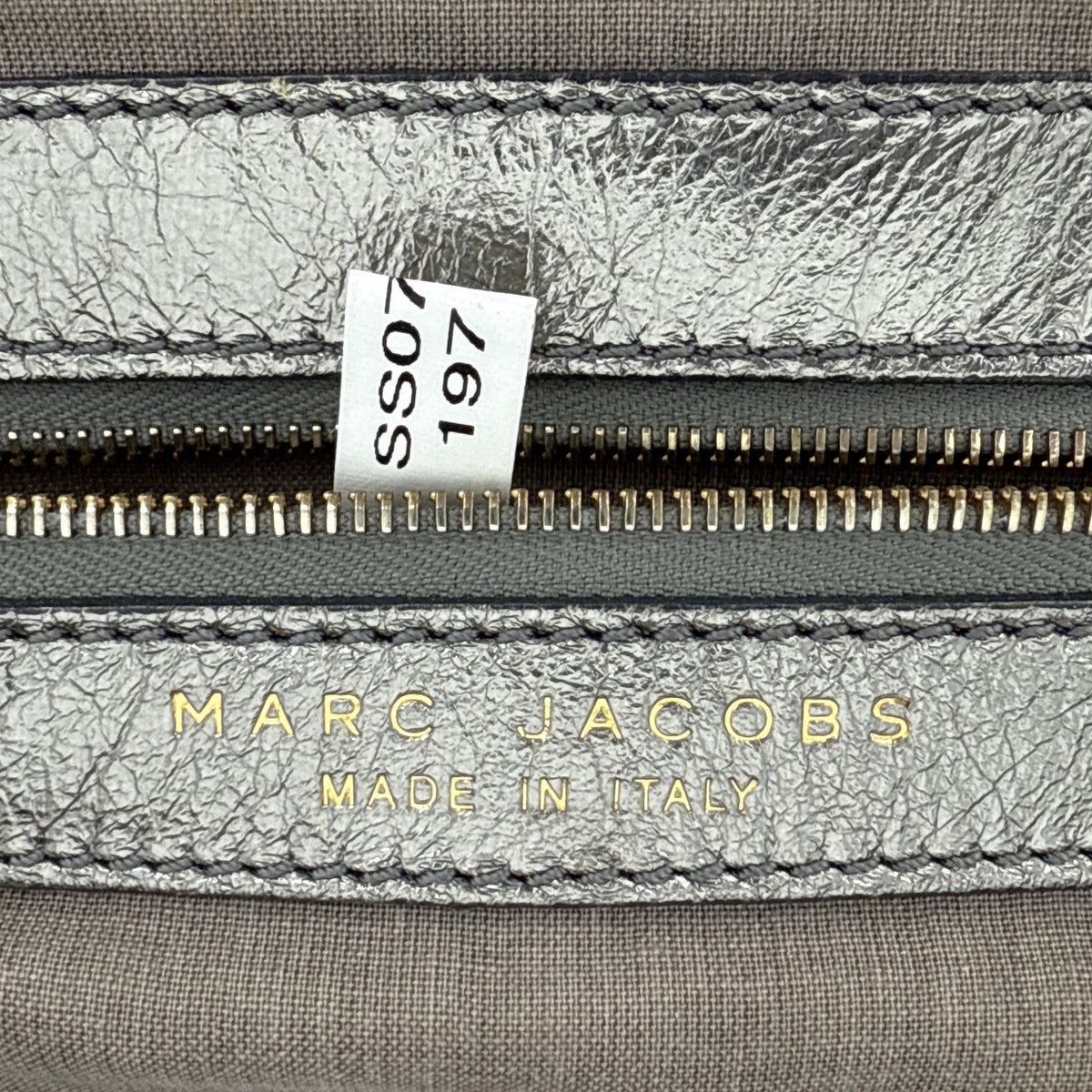 MARC JACOBS Collection Patchwork Metallic Leather Little Stam Bag in Silver