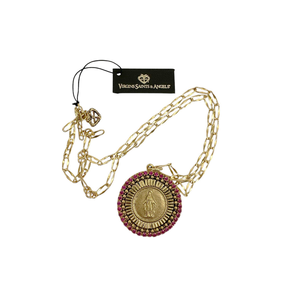 VSA Disco Virgin Charm Necklace Gold & Fuchsia