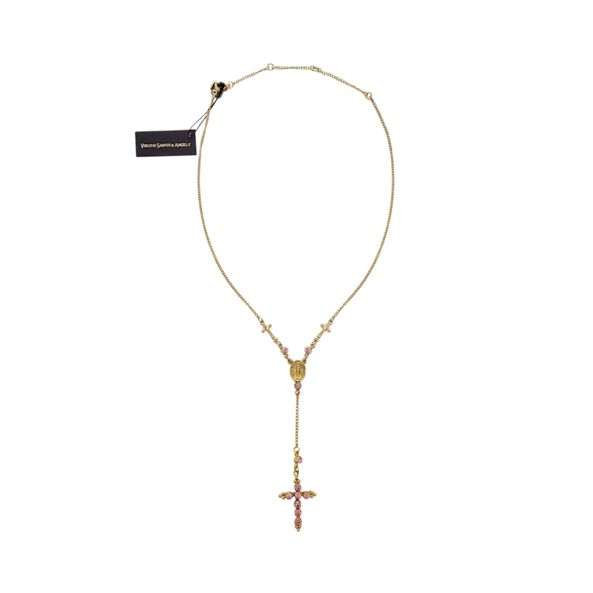 VIRGINS SAINTS & ANGELS VSA Maddie Rosary Necklace in Light Rose & Gold