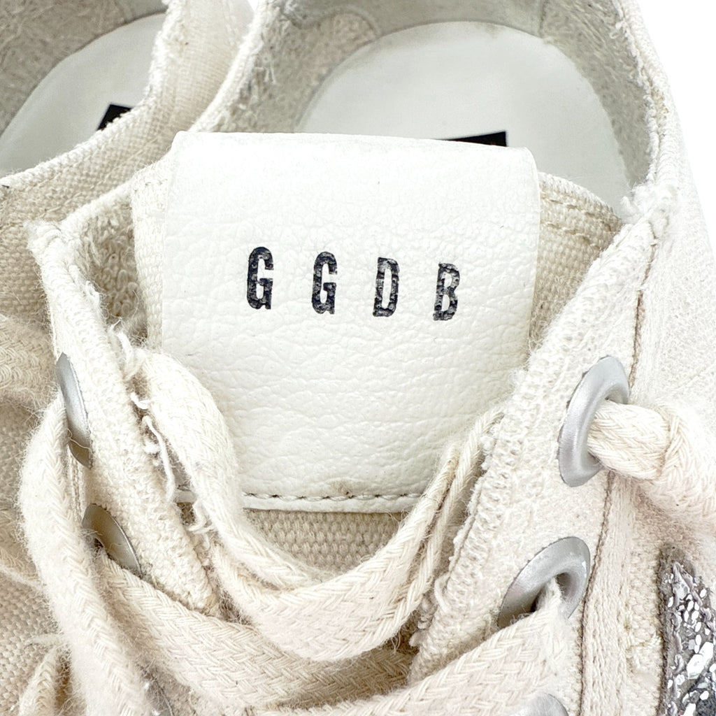 GOLDEN GOOSE V-Star Canvas with Silver Glitter Star 37