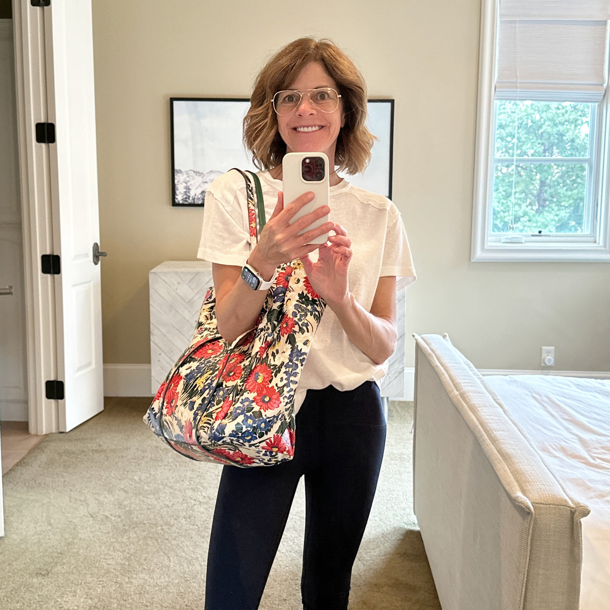 BALENCIAGA Everyday Floral Leather Tote Bag