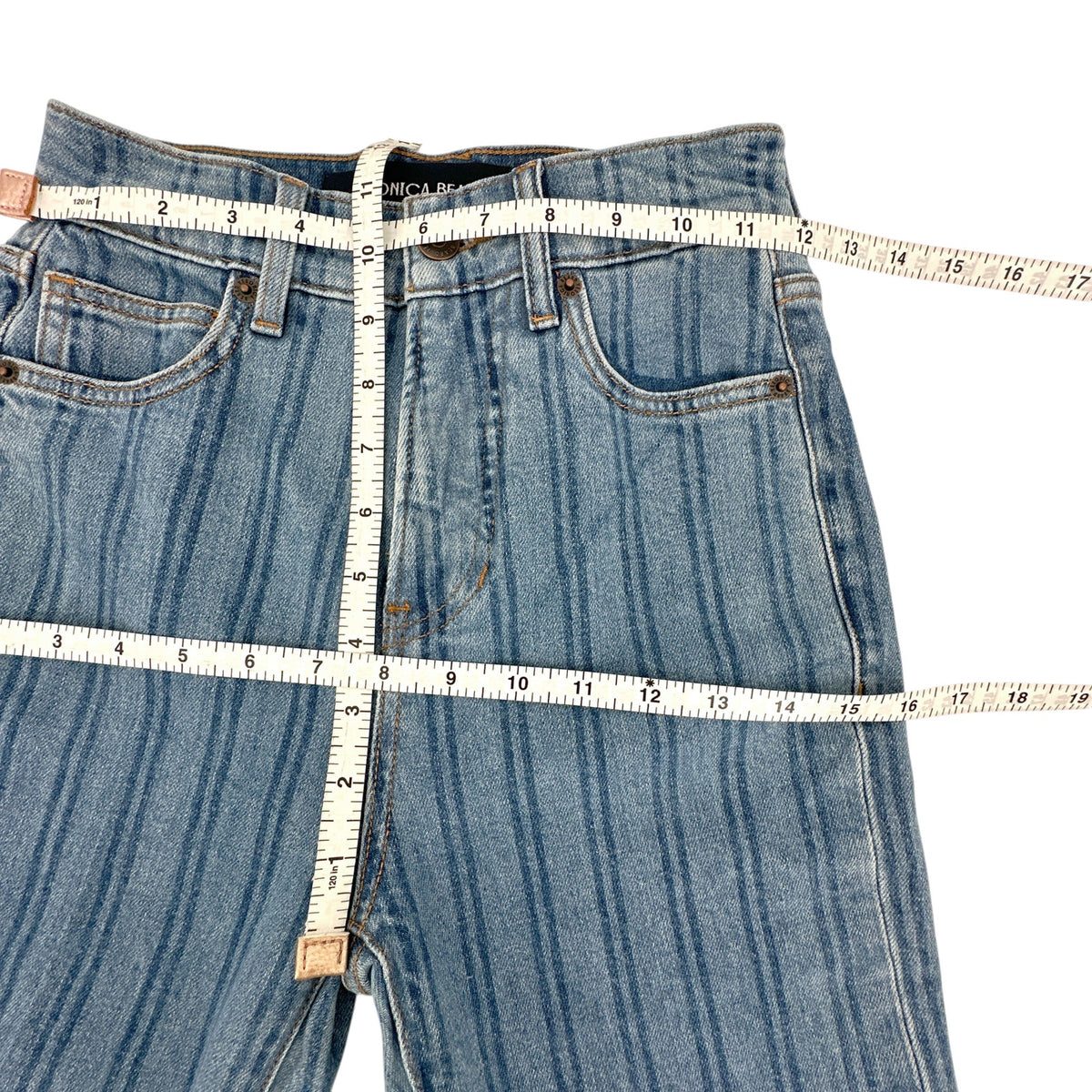 VERONICA BEARD Crosbie Striped Loafer Length Wide Leg Jean 24