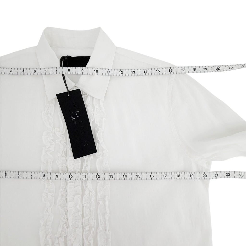 NILI LOTAN Nathael Ruffle Shirt in Ivory S