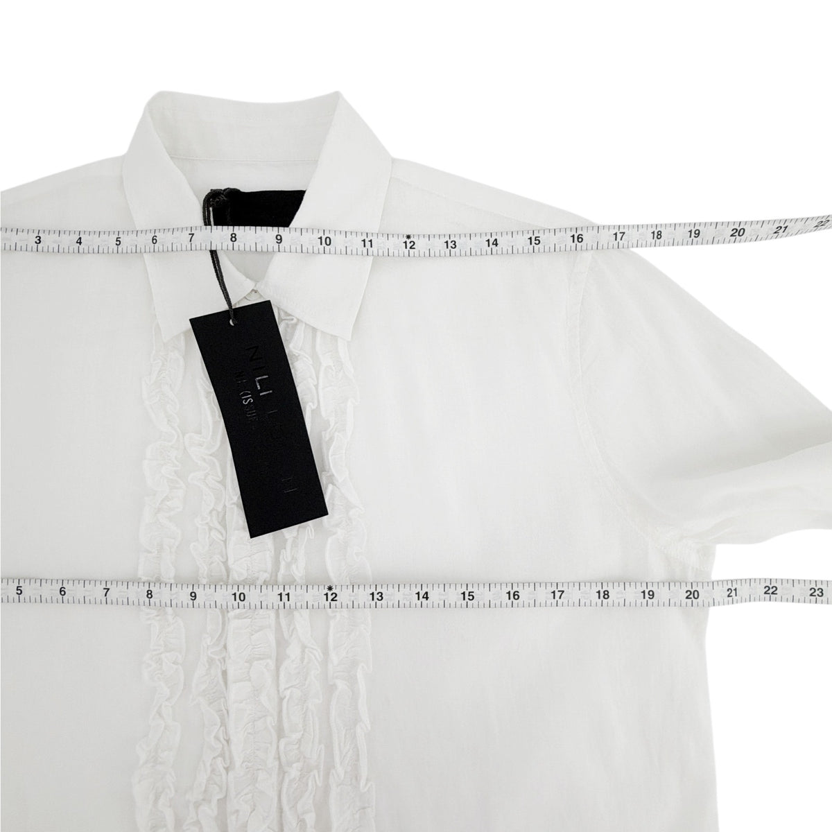 NILI LOTAN Nathael Ruffle Shirt in Ivory S