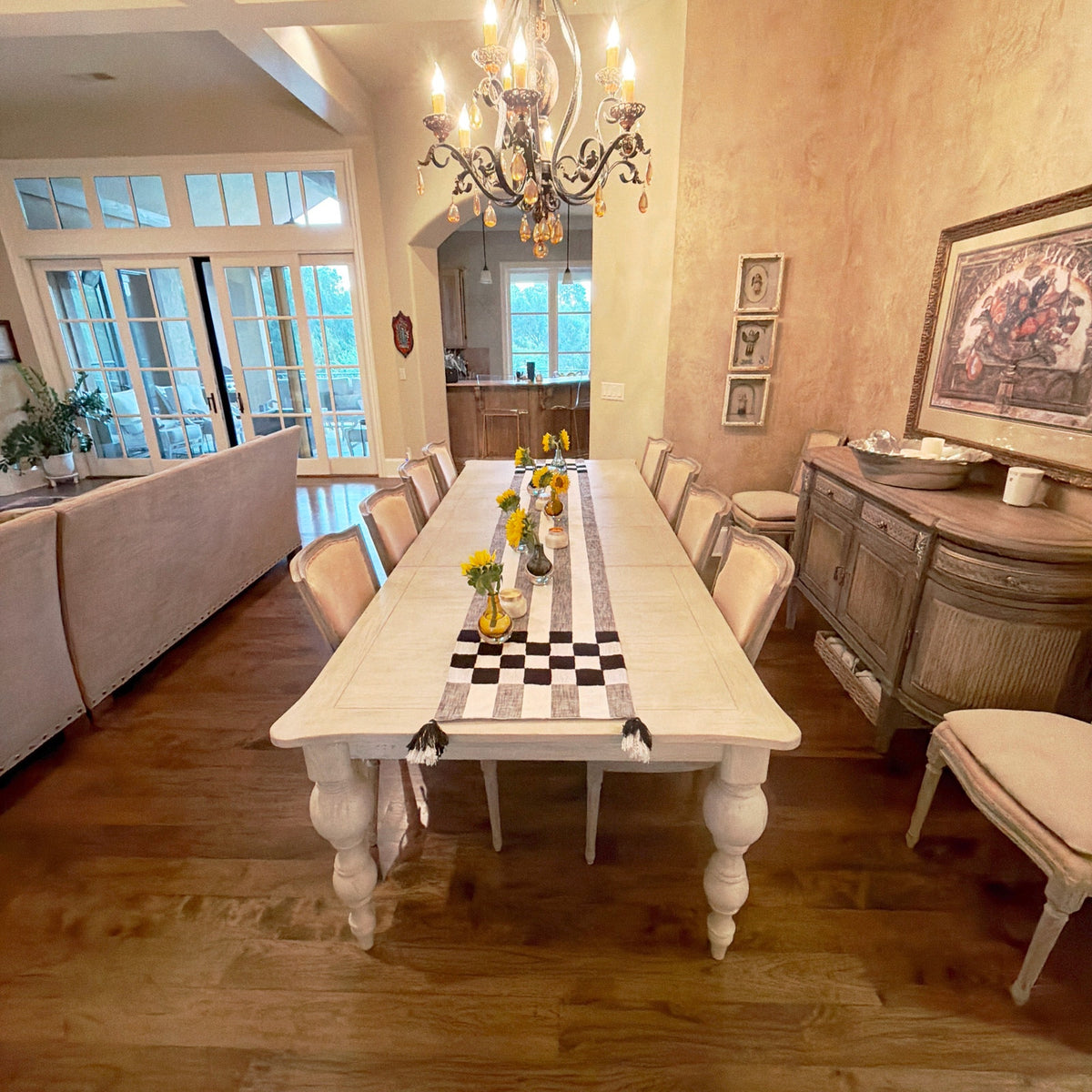 MACKENZIE-CHILDS Black Checks and Stripes Table Runner