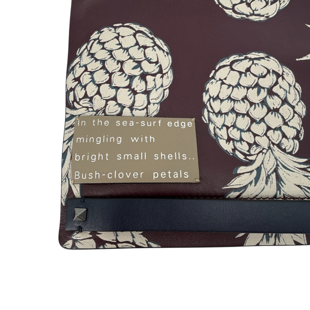 VALENTINO GARAVANI Leather Pineapple Clutch in Ruby/Ivory