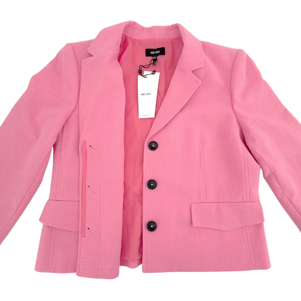 ME+EM Cotton Blend Spring Boyfriend Blazer in Perfect Pink UK12|US8