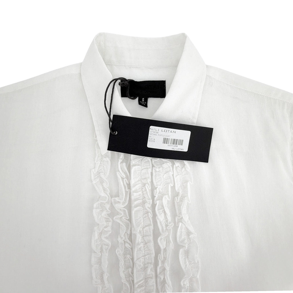 NILI LOTAN Nathael Ruffle Shirt in Ivory S