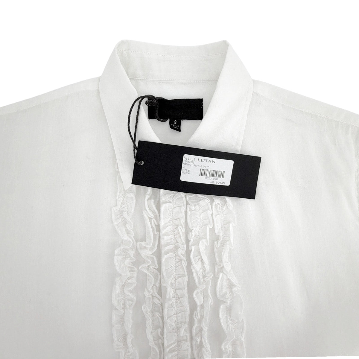 NILI LOTAN Nathael Ruffle Shirt in Ivory S