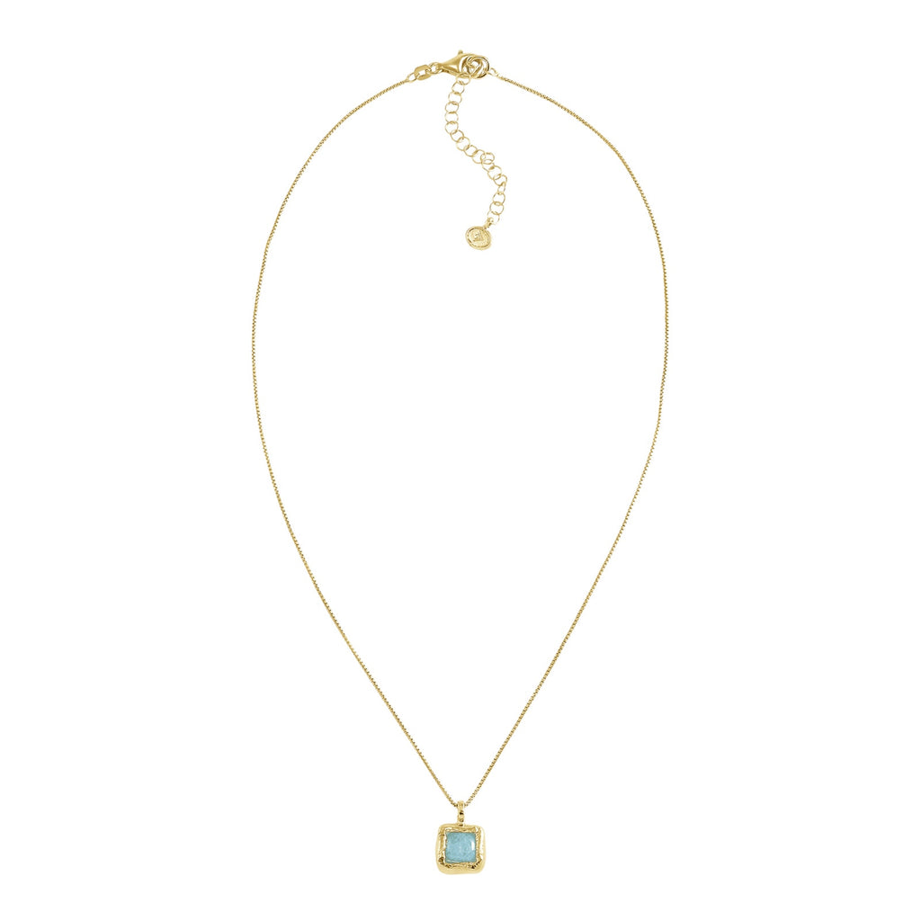 SILPADA Mediterra Natural Aquamarine Necklace in 14K Gold-Plated Sterling Silver