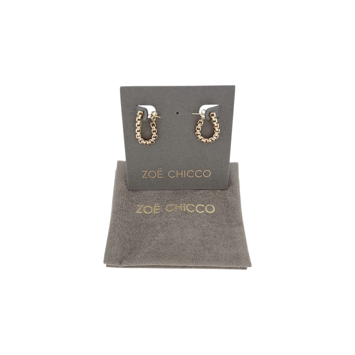 ZOE CHICCO 14k Gold Large Box Chain Huggie Earrings